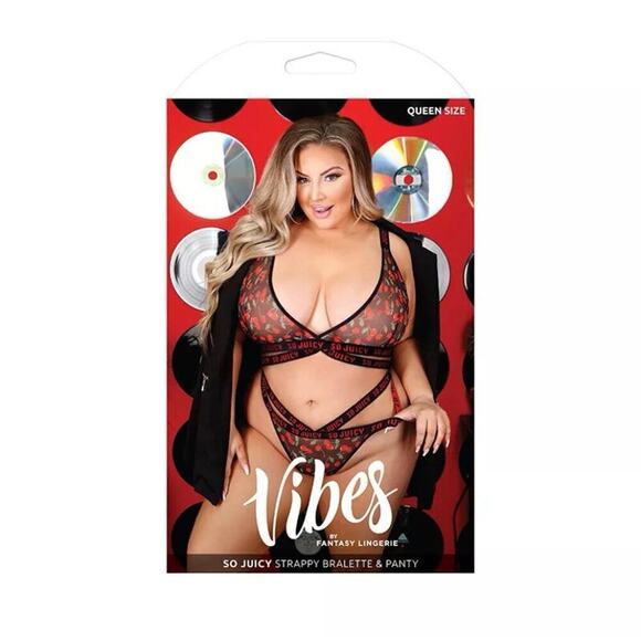 🦋B2G1🦋FANTASY LINGERIE Vibes SO JUICY Strappy Bralette & Panty Set | O/S QUEEN | - Picture 3 of 5